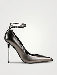 Metallic Leather Pumps With Padlock