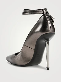 Metallic Leather Pumps With Padlock