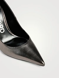 Metallic Leather Pumps With Padlock