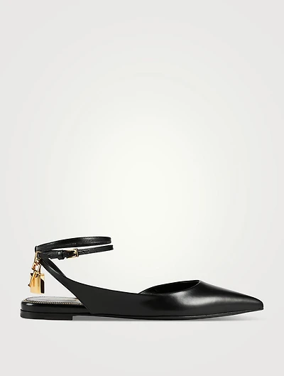 Leather Ballet Flats With Padlock