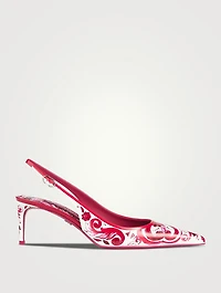 Leather Slingback Pumps Majolica Print