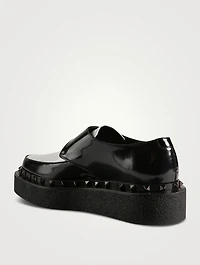 Rockstud Leather Monk Strap Shoes