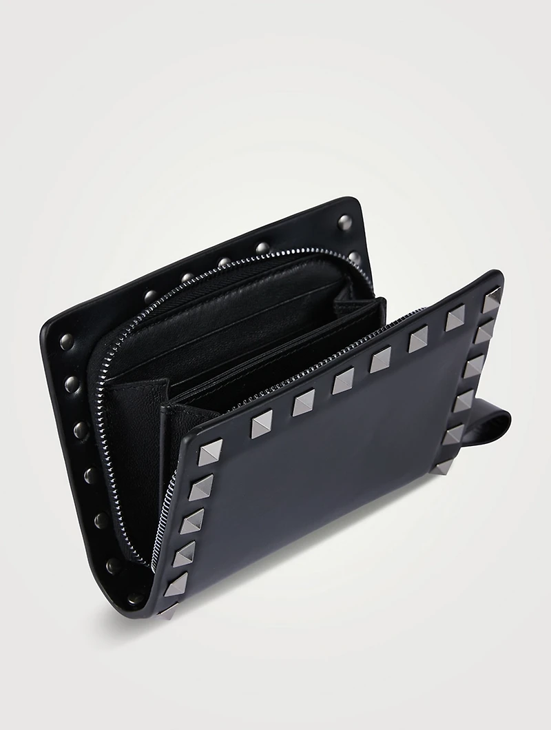 Rockstud Leather Neck Wallet