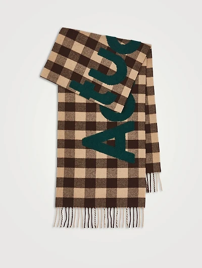 Wool-Blend Check Logo Scarf
