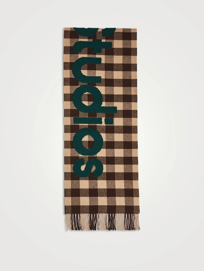 Wool-Blend Check Logo Scarf