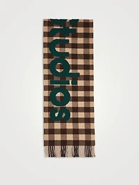 Wool-Blend Check Logo Scarf
