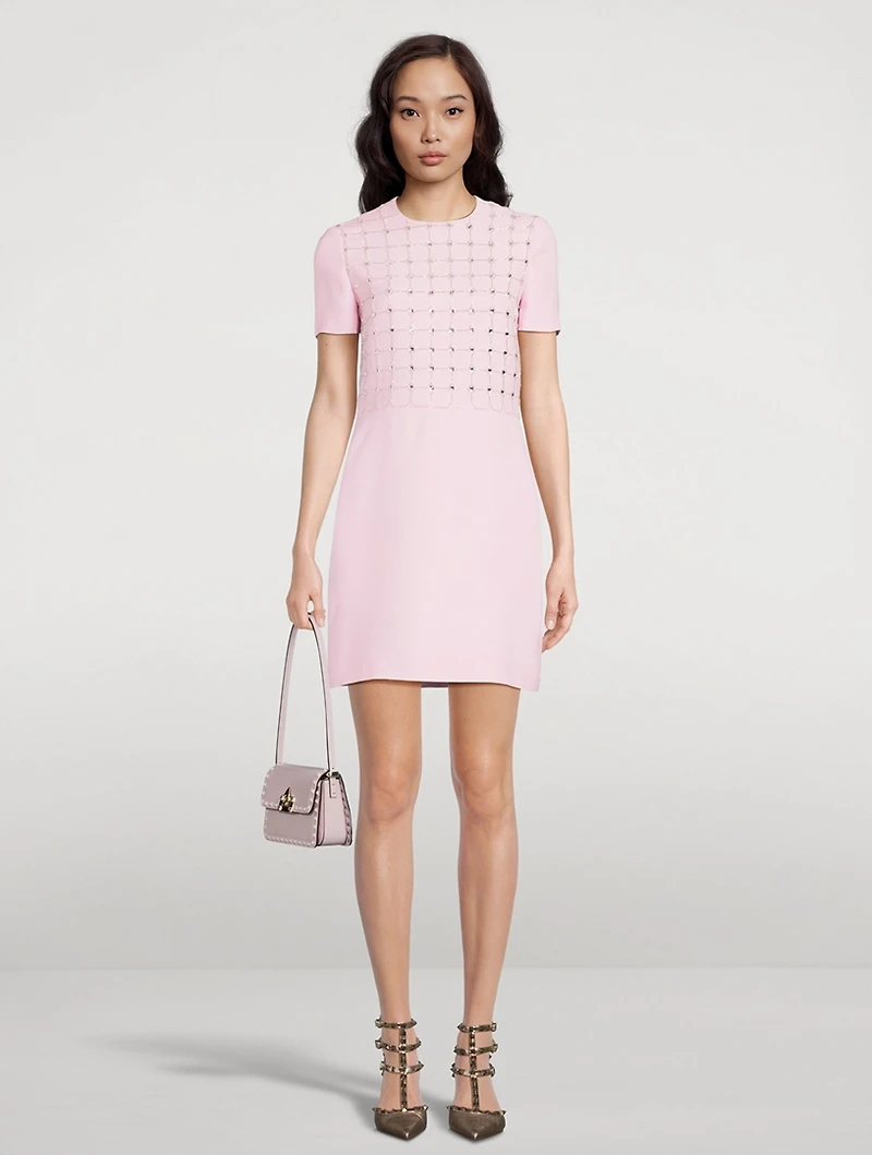 Crepe Couture Embellished Mini Dress
