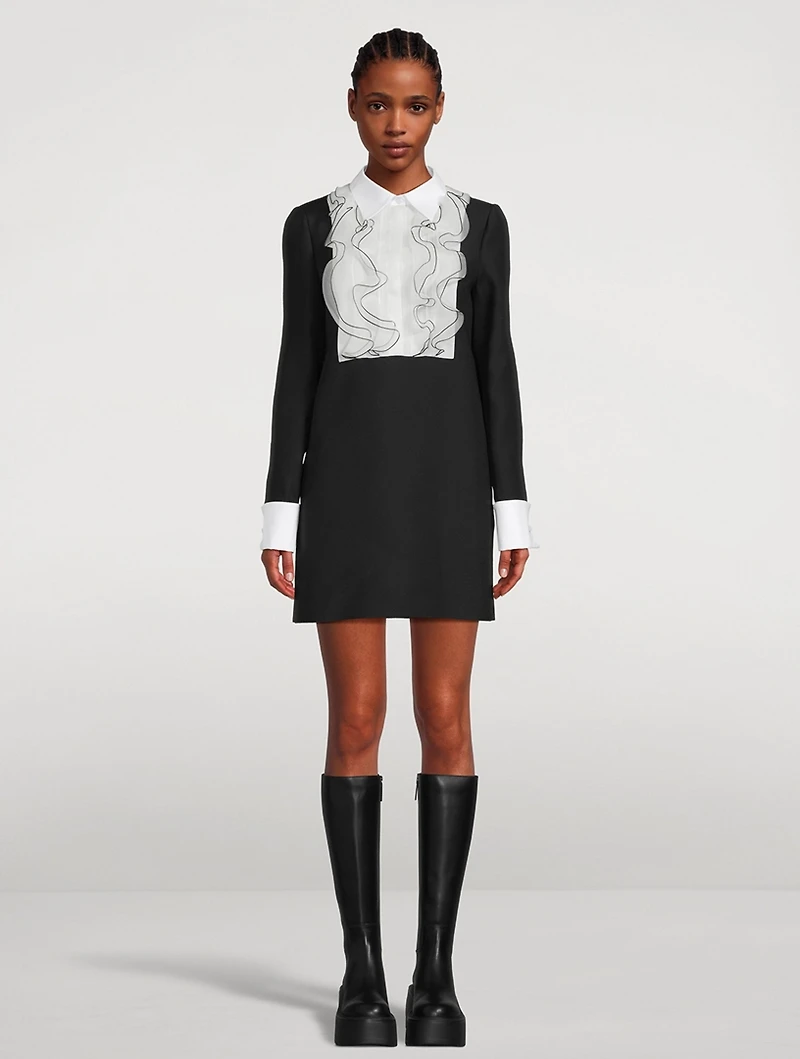Crepe Couture Ruffled Mini Dress