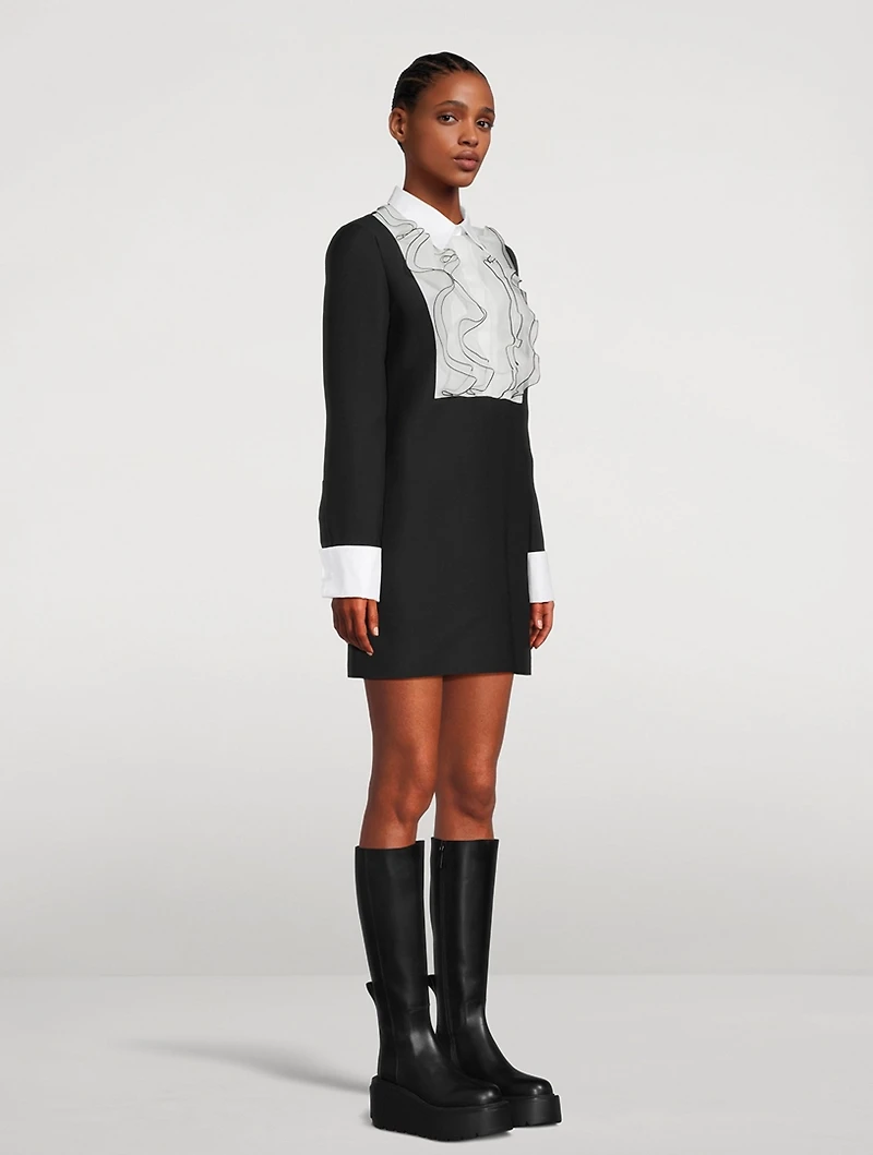 Crepe Couture Ruffled Mini Dress