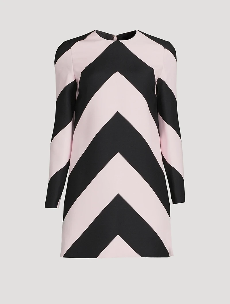 Crepe Couture Shift Dress Chevron Print