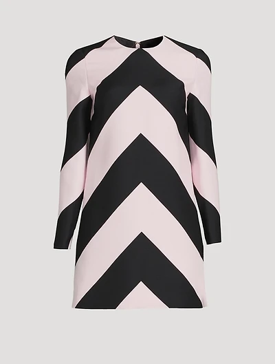 Crepe Couture Shift Dress Chevron Print