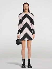 Crepe Couture Shift Dress Chevron Print