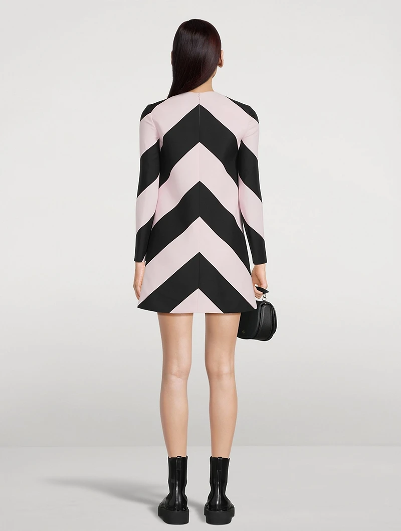 Crepe Couture Shift Dress Chevron Print