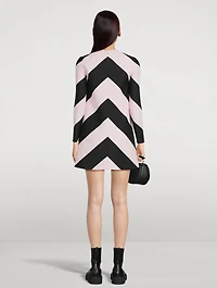 Crepe Couture Shift Dress Chevron Print