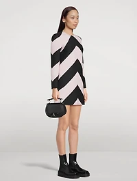 Crepe Couture Shift Dress Chevron Print