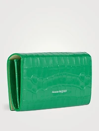 Skull Croc-Embossed Leather Wallet
