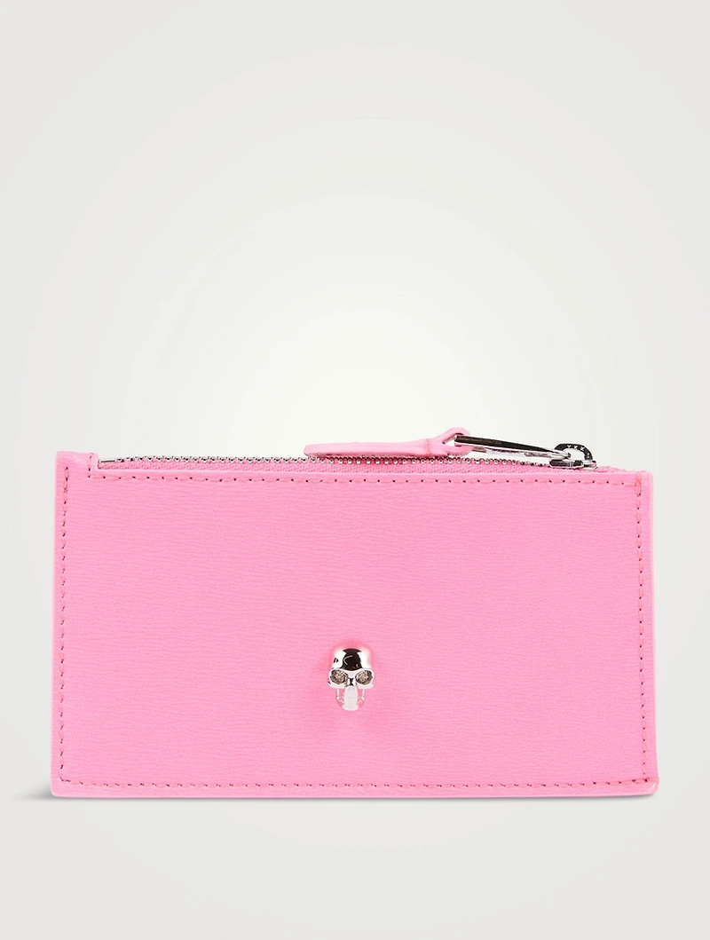 Skull Leather Zip Card Holder