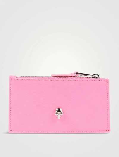 Skull Leather Zip Card Holder