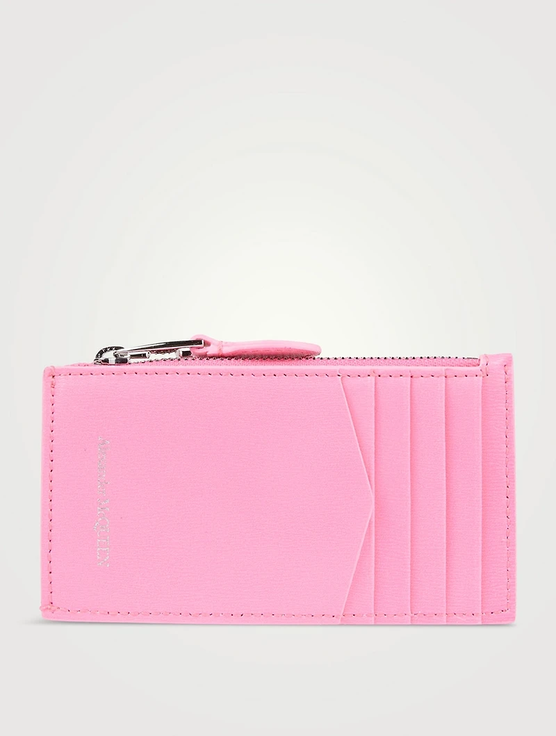 Skull Leather Zip Card Holder