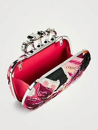 Knuckle Embroidered Leather Clutch