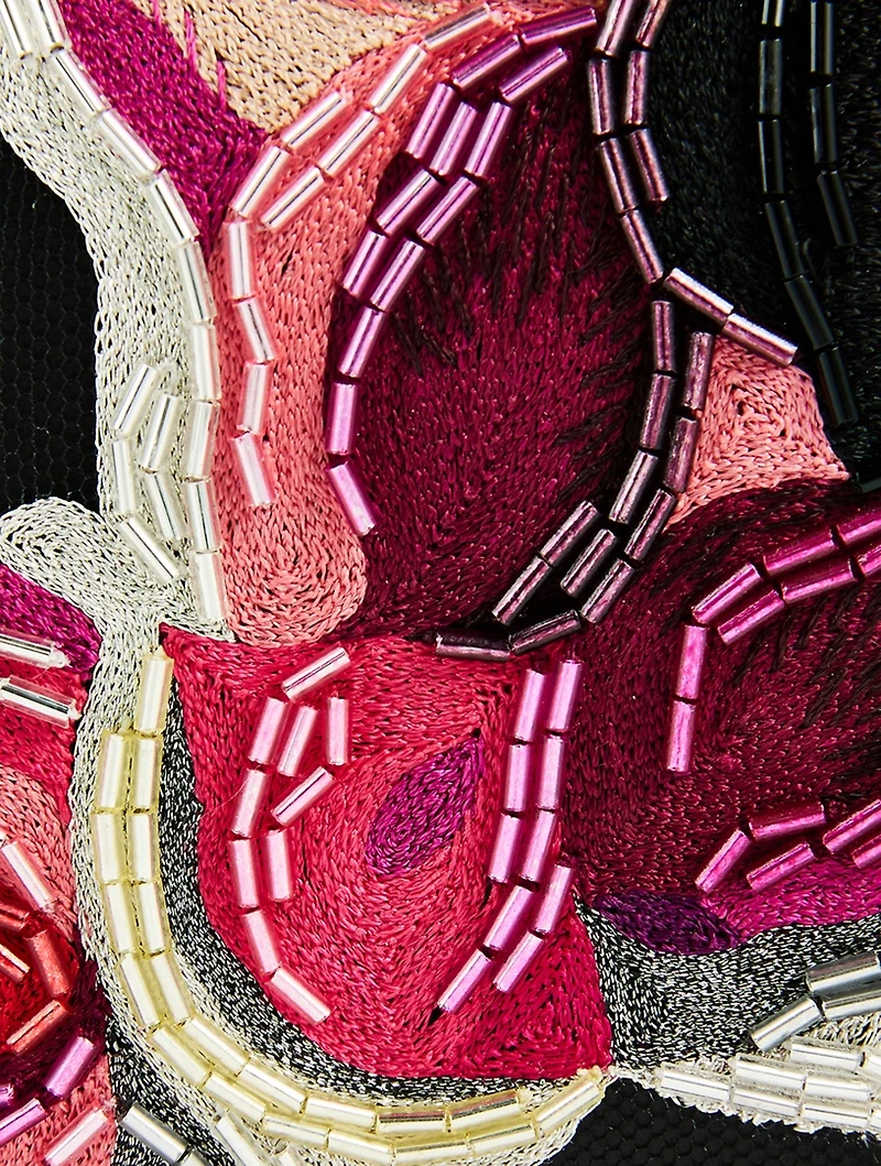 Knuckle Embroidered Leather Clutch