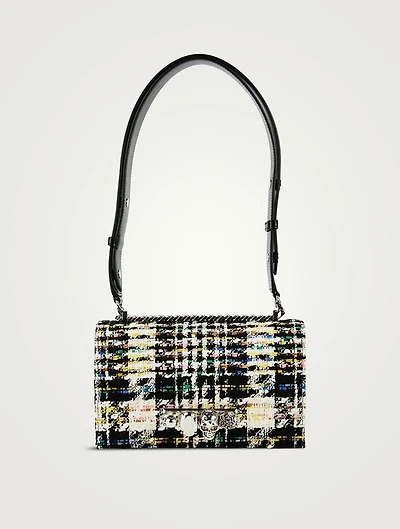 Mini The Biker Jewelled Tweed And Leather Satchel