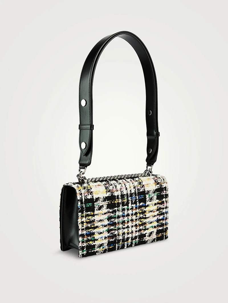 Mini The Biker Jewelled Tweed And Leather Satchel