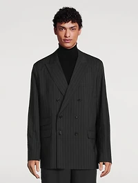 Wool-Blend Pinstripe Suiting Jacket