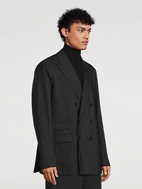 Wool-Blend Pinstripe Suiting Jacket