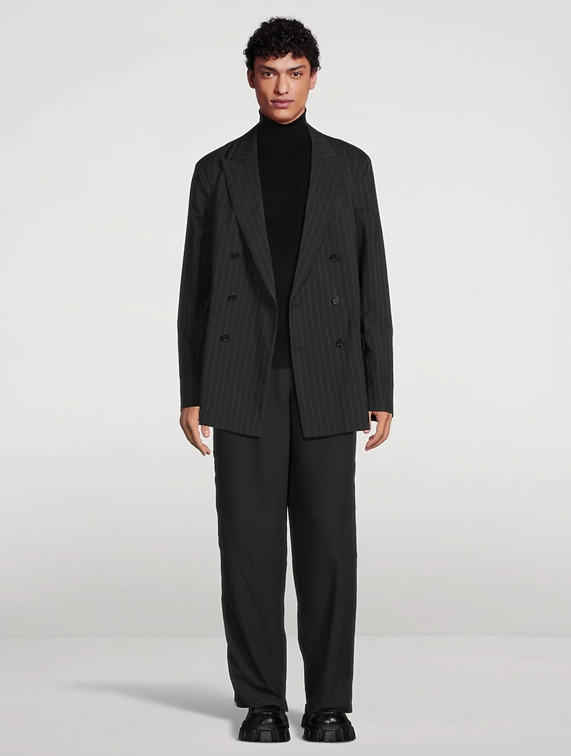 Wool-Blend Pinstripe Suiting Jacket