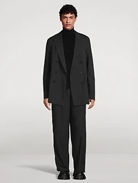 Wool-Blend Pinstripe Suiting Jacket