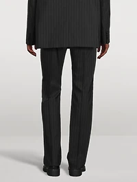 Wool-Blend Pinstripe Relaxed Pants