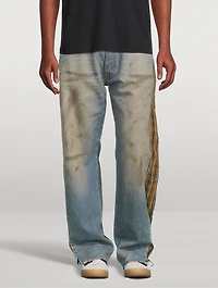 Deconstructed Relaxed Jeans With Poplin Check