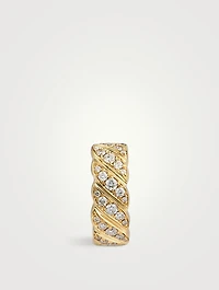 18K Gold Wide Braid Ear Cuff With Diamonds