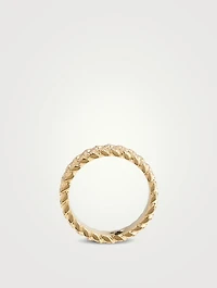 18K Gold Braided Ring With Diamonds