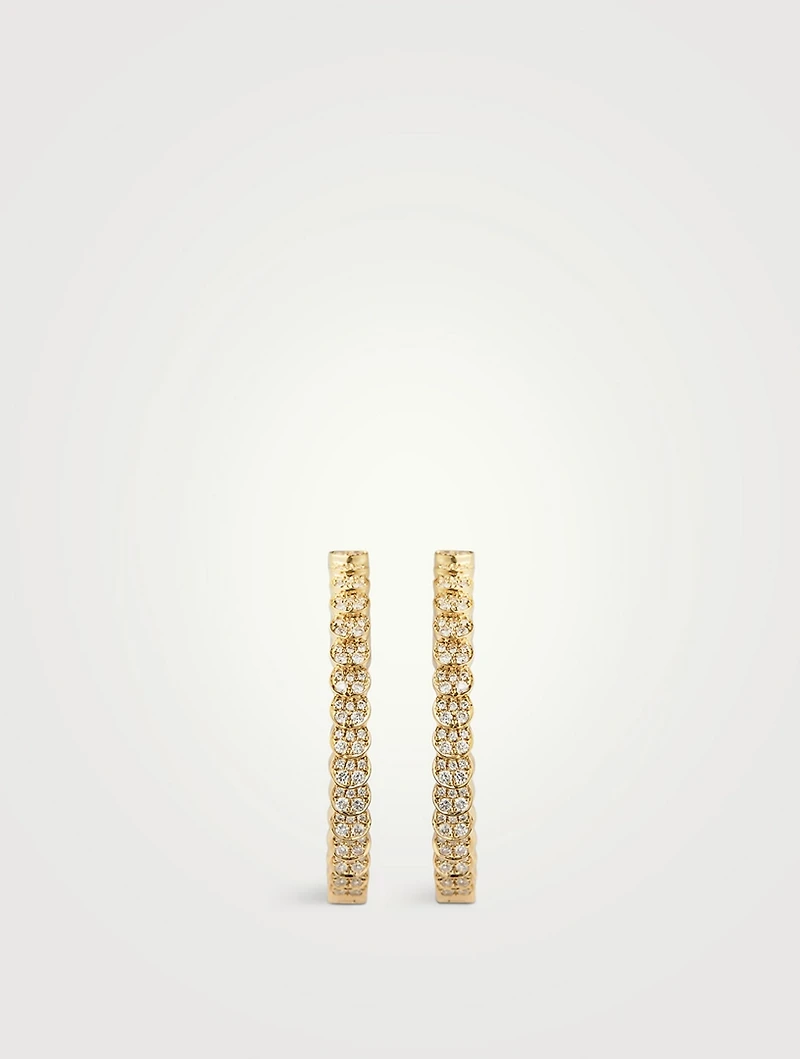 Luna 18K Gold Hoop Earrings With Diamonds