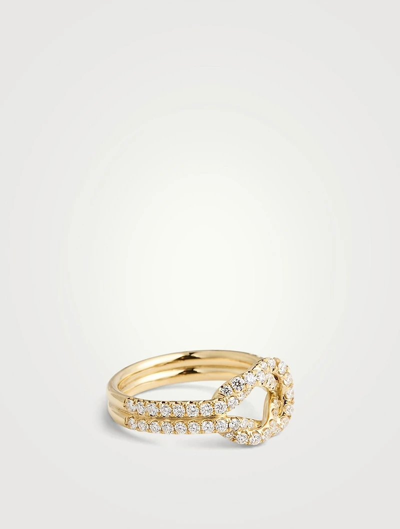 18K Gold Knot Ring With Diamonds