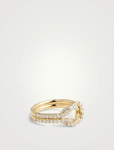 18K Gold Knot Ring With Diamonds
