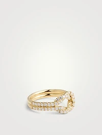 18K Gold Knot Ring With Diamonds