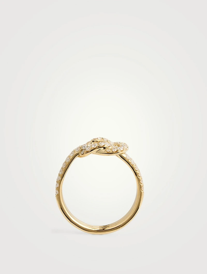 18K Gold Knot Ring With Diamonds