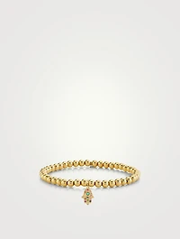 Beaded Bracelet With 14K Gold Rainbow Sapphire Hamsa Charm