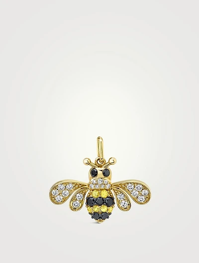 Large 14K Gold Bee Charm With Diamonds And Sapphire