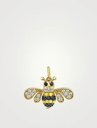Large 14K Gold Bee Charm With Diamonds And Sapphire
