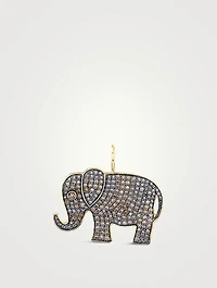 14K Gold Elephant Charm With Diamonds