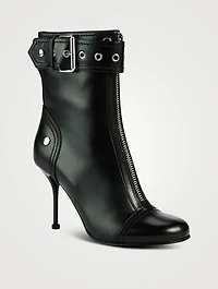 Buckle Leather Ankle Boots