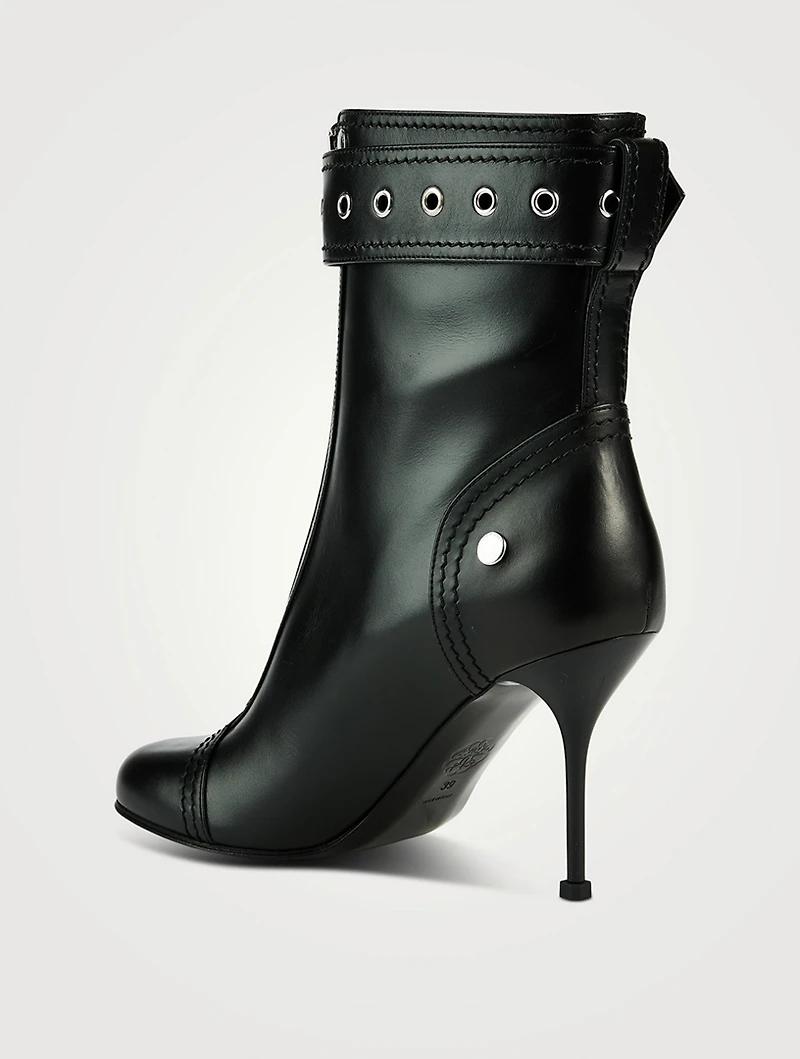 Buckle Leather Ankle Boots
