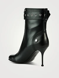 Buckle Leather Ankle Boots