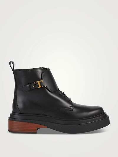 Leather Lace-Up Combat Boots