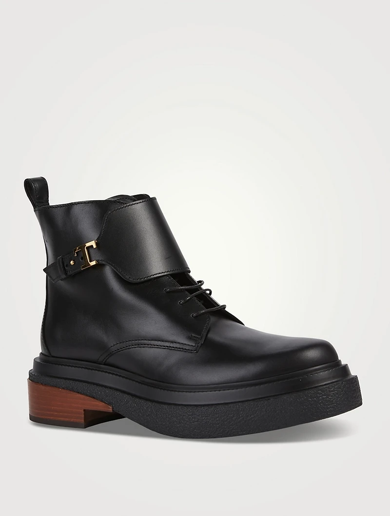 Leather Lace-Up Combat Boots