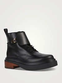 Leather Lace-Up Combat Boots